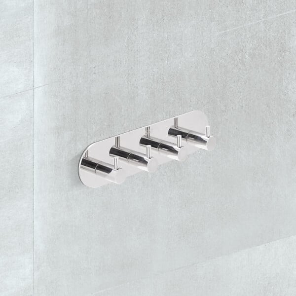 SWISS AQUA TECHNOLOGIES - Swiss Aqua Technologies Patère murale adhésive quadruple crochets en acier inoxydable, chrome brillant (HACEKNALEP4K) - large