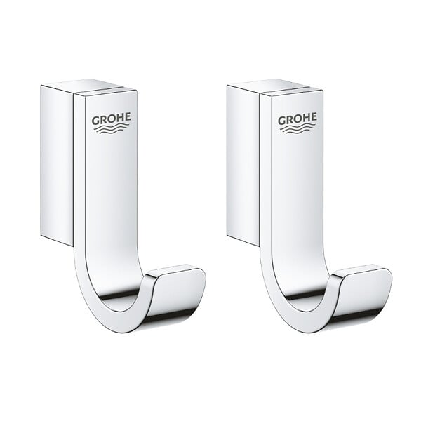 GROHE - Grohe Sélection Lot de 2 patères murales fixations invisibles, chrome (41039000-Duo) - large