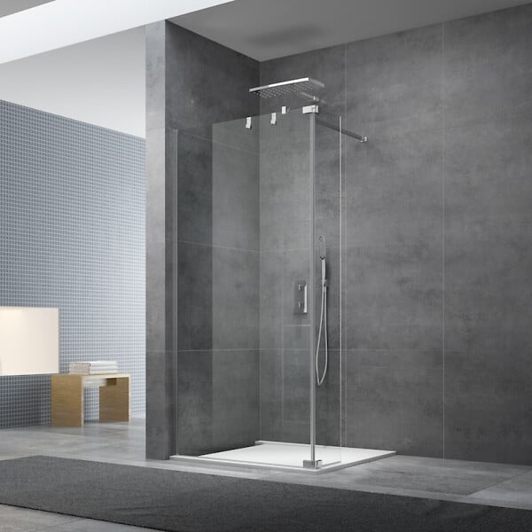 SWISS AQUA TECHNOLOGIES - Crochet suspendu en acier inoxydable pour écran de douche SAT Walk-In, pose facile sans perçage, inox (SATWIHACEK) - large