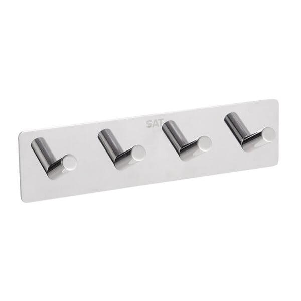 SWISS AQUA TECHNOLOGIES - Patère murale adhésive quadruple crochets en acier inoxydable, chrome brillant (HACEKNALEP4H) - large