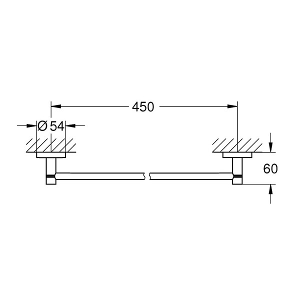 GROHE - Grohe Start barre porte-serviettes en métal et fixations cachées, noir mat (G411972430) - large