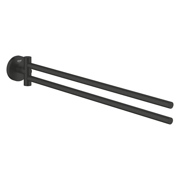 GROHE - Grohe Start double porte-serviettes en métal avec fixations cachées, noir mat (G411832430) - large