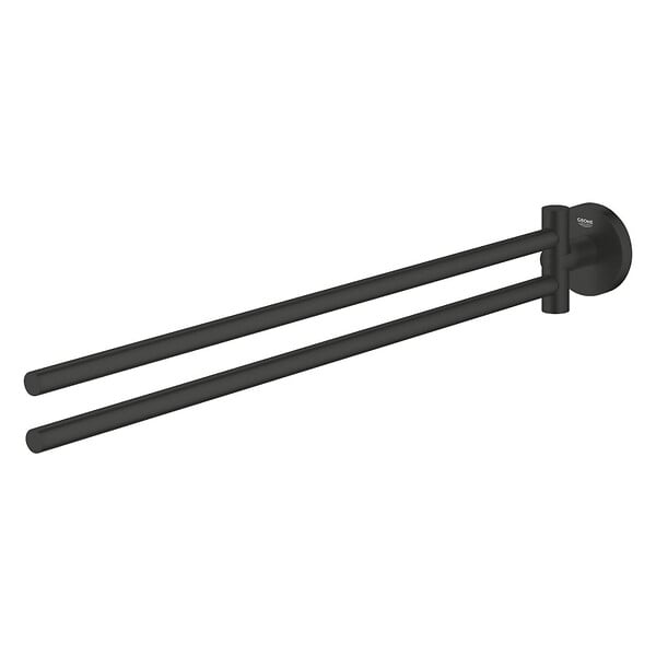 GROHE - Grohe Start double porte-serviettes en métal avec fixations cachées, noir mat (G411832430) - large