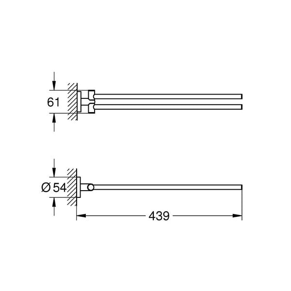 GROHE - Grohe Start double porte-serviettes en métal avec fixations cachées, noir mat (G411832430) - large