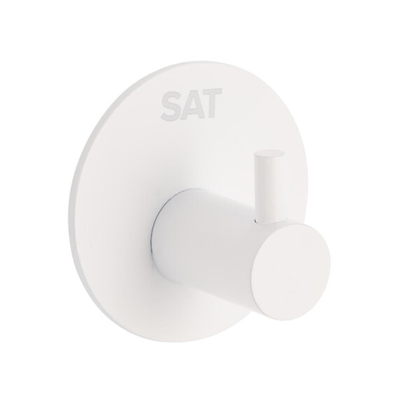 SWISS AQUA TECHNOLOGIES - Swiss Aqua Technologies Patère murale adhésive en acier inoxydable, blanc mat (HACEKNALEP1KB) - large