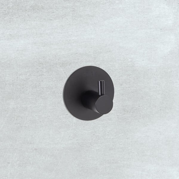 SWISS AQUA TECHNOLOGIES - Patère murale adhésive en acier inoxydable, noir mat (HACEKNALEP1KMC) - large