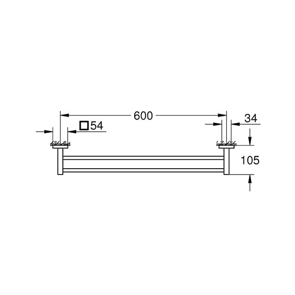 GROHE - Start Cube double barre porte-serviettes en métal 65,4 cm avec fixations cachées, chrome (G41104000) - large