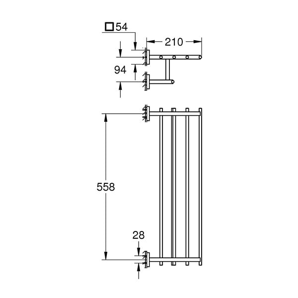 GROHE - Start Cube rack porte-serviettes en métal 60 cm avec fixations cachées, noir mat (G410992430) - large