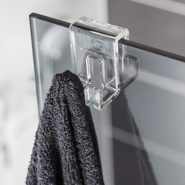 SWISS AQUA TECHNOLOGIES - Swiss Aqua Technologies Double crochet suspendu en acrylique pour écran de douche SAT Walk-In, transparent (SATWIHACEKPLAST) - large