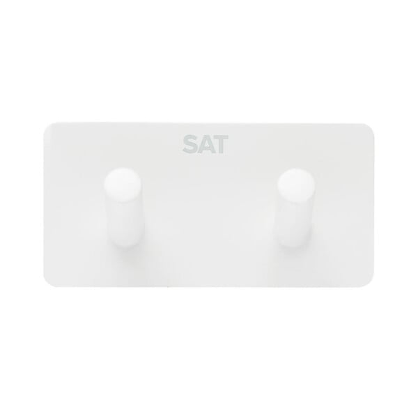 SWISS AQUA TECHNOLOGIES - Swiss Aqua Technologies Patère murale adhésive double crochets en acier inoxydable, blanc mat (HACEKNALEP2HB) - large