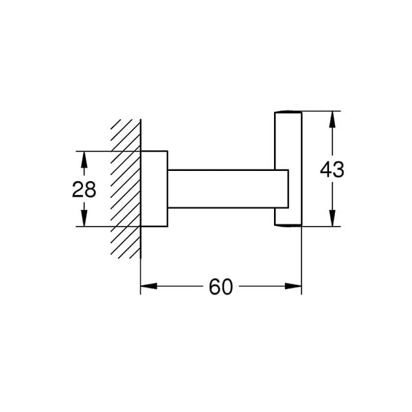 GROHE - Essentials Cube patère murale, hard graphite brossé (G40511AL1) - large