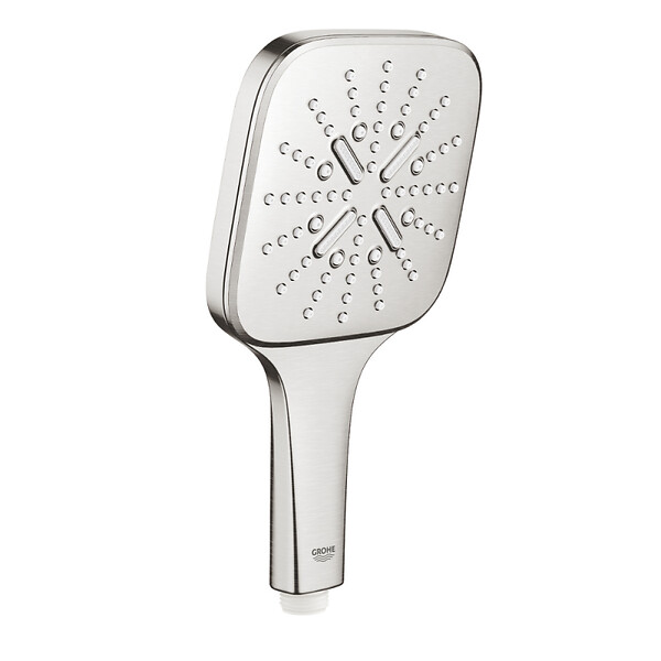GROHE - Grohe Rainshower Smartactive 130 Cube Douchette à main 3 jets, supersteel (26582DC0) - large