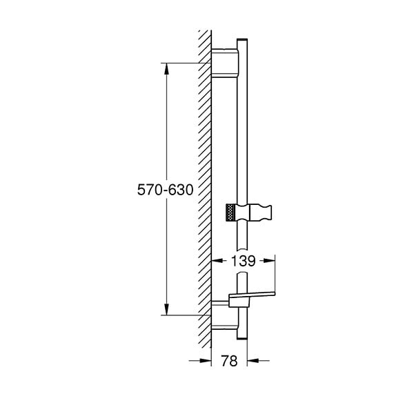 GROHE - Grohe Rainshower SmartActive barre de douche 600 mm Ø 22 mm avec tablette porte-savon, chrome (G26602000) - large