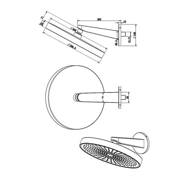SWISS AQUA TECHNOLOGIES - Swiss Aqua Technologies Douche de tête mural 1 jet avec bras de douche, diamètre 30 cm, noir mat (SATBSHS81SETC) - large