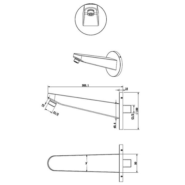 SWISS AQUA TECHNOLOGIES - Bras de douche mural 20,2 cm pour douche de tête, raccord universel, chrome (SATBSRKM) - large