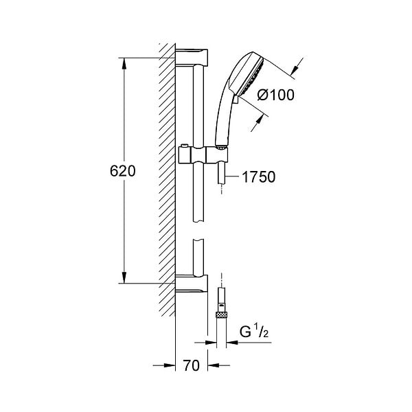 GROHE - Grohe Tempesta Cosmopolitan 100 Ensemble de douche complet 3 jets (27786002) - large