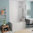 JIKA (GROUPE ROCA) - Jika (Groupe Roca) 130x70 cm Ensemble baignoire Riga universelle + Pare baignoire pivotant chrome + pieds (3403-SETP) - vignette