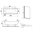 JIKA (GROUPE ROCA) - Jika (Groupe Roca) 130x70 cm Ensemble baignoire Riga universelle + Pare baignoire pivotant chrome + pieds (3403-SETP) - vignette