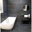 SWISS AQUA TECHNOLOGIES - Swiss Aqua Technologies Nelly 175x82 cm Baignoire droite Autoportante orientation droite en marbre coulé, sans pieds, blanc (NEL1700P) - vignette