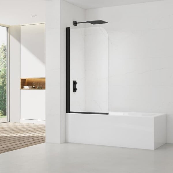 KALDEWEI - Kaldewei 170x75 cm Ensemble baignoire Saniform universelle + Pare baignoire pivotant noir + pieds (KW3731-SETP5) - large