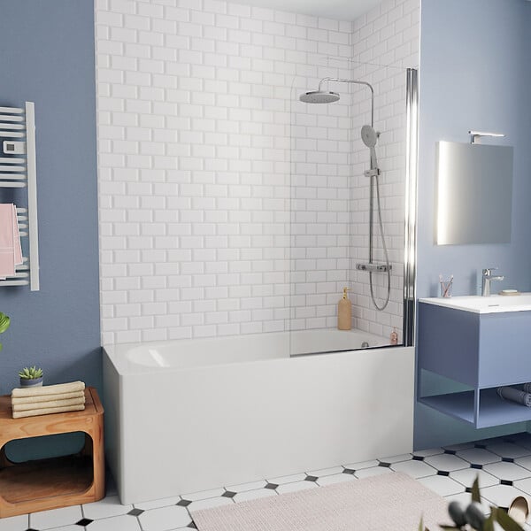 KOLO BY GEBERIT - KOLO by Geberit 170x70 cm Ensemble baignoire Opal Plus universelle + Pare baignoire pivotant chrome + pieds (XWP1270000-SETP) - large