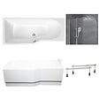 LAGUNA - 160x80 cm Beata Plus baignoire bain douche en acrylique, gauche + tablier + pare-baignoire, pieds, blanc (BE1600LPLUS-SETP1) - vignette