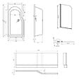 LAGUNA - 160x80 cm Beata Plus baignoire bain douche en acrylique, gauche + tablier + pare-baignoire, pieds, blanc (BE1600LPLUS-SETP1) - vignette