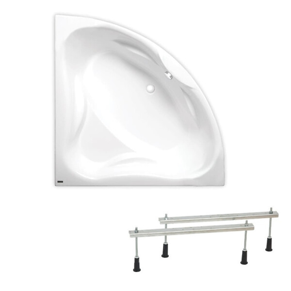 SIKO - 150x150 cm Royale baignoire d'angle avec pieds, Acrylique, Gauche et Droite, Blanc (RO1500NEW-SET) - large