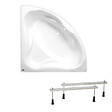 SIKO - 150x150 cm Royale baignoire d'angle avec pieds, Acrylique, Gauche et Droite, Blanc (RO1500NEW-SET) - vignette