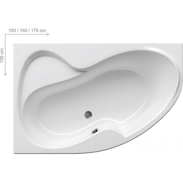 RAVAK - Rosa II 160 x 105 cm Baignoire d'angle orientation droite en acrylique, sans pieds, blanc (CL21000000) - large