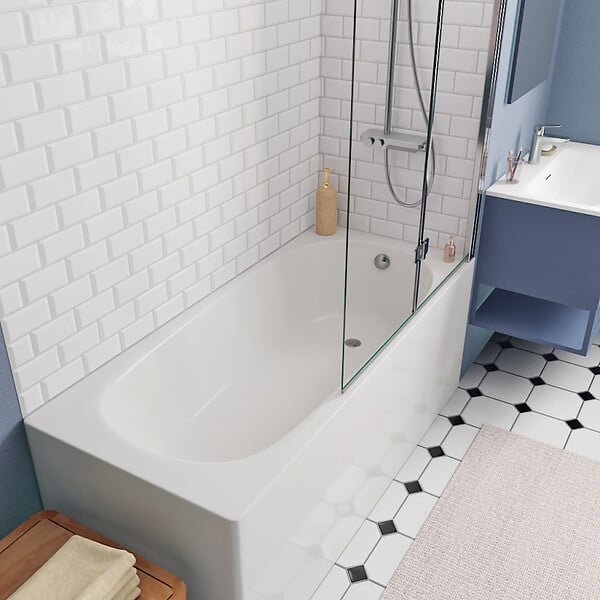 KOLO BY GEBERIT - KOLO by Geberit 170x70 cm Ensemble baignoire Opal Plus universelle +Pare baignoire pliable, 2 volets chrome + pieds (XWP1270000-SETP2) - large