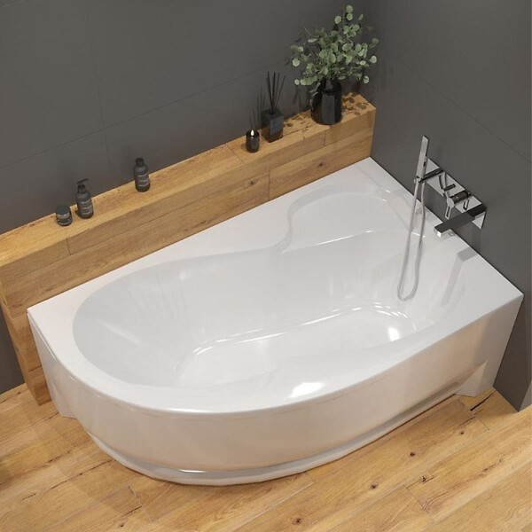 SIKO - 170x100 cm Fortuna Plus baignoire asymétrique, avec pieds, acrylique, droite, blanc (FO1700PPLUS-SET) - large