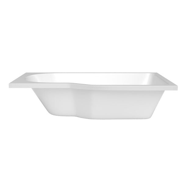 LAGUNA - 160x80 cm Beata Plus baignoire bain/douche asymétrique en acrylique, droite + tablier 160 cm + pieds, blanc (BE1600PPLUS-SET1) - large