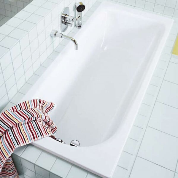 KALDEWEI - Kaldewei Eurowa  160x70 cm Baignoire rectangulaire en acier émaillé, sans pieds, blanc alpin (119700010001) - large