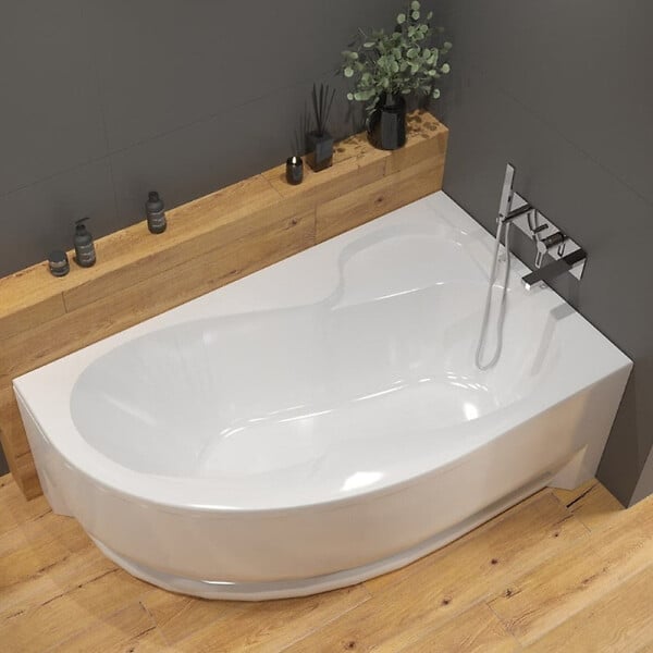 SIKO - Siko 150x100 cm Fortuna Plus baignoire asymétrique, avec pieds, acrylique, droite, Blanc (FO1500PPLUS-SET) - large