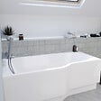 LAGUNA - 160x80 cm Beata Plus baignoire bain/douche asymétrique en acrylique, gauche + tablier 160 cm + pieds, blanc (BE1600LPLUS-SET1) - vignette