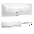 LAGUNA - 160x80 cm Beata Plus baignoire bain/douche asymétrique en acrylique, gauche + tablier 160 cm + pieds, blanc (BE1600LPLUS-SET1) - vignette