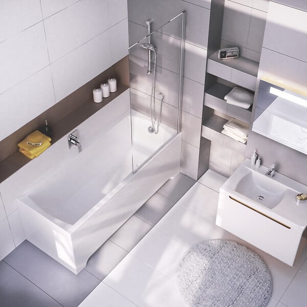 SWISS AQUA TECHNOLOGIES - Swiss Aqua Technologies Fusion 150 x 70 cm Baignoire gain de place en acrylique, sans pieds, blanc (SIKOVR150) - large