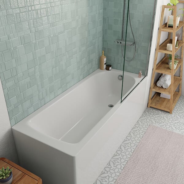 KALDEWEI - Kaldewei 170x75 cm Ensemble baignoire Saniform universelle + Pare baignoire fixe chrome + pieds (KW3731-SETP3) - large