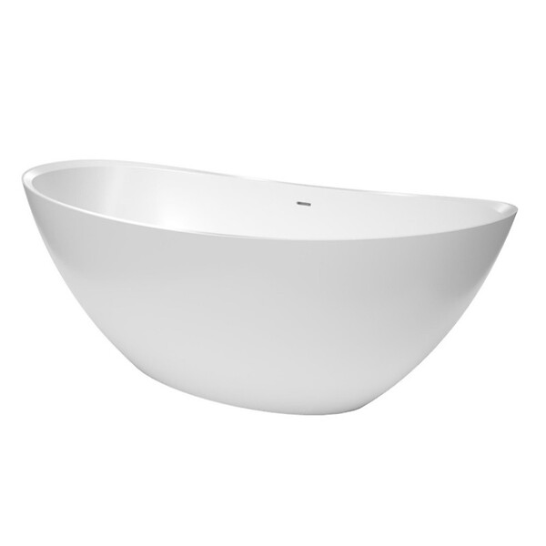 SWISS AQUA TECHNOLOGIES - Swiss Aqua Technologies Paula 167x81,8 cm Baignoire îlot en marbre Coulé 260L, sans pieds, blanc (SATPA1670) - large