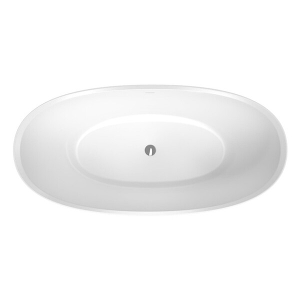 SWISS AQUA TECHNOLOGIES - Swiss Aqua Technologies Paula 167x81,8 cm Baignoire îlot en marbre Coulé 260L, sans pieds, blanc (SATPA1670) - large