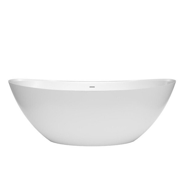 SWISS AQUA TECHNOLOGIES - Swiss Aqua Technologies Paula 167x81,8 cm Baignoire îlot en marbre Coulé 260L, sans pieds, blanc (SATPA1670) - large