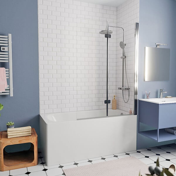 SWISS AQUA TECHNOLOGIES - Swiss Aqua Technologies By Kaldewei 150x70 cm Ensemble baignoire Vivien universelle + Pare baignoire 2 volets + pieds (SATVIVI150-SETP2) - large
