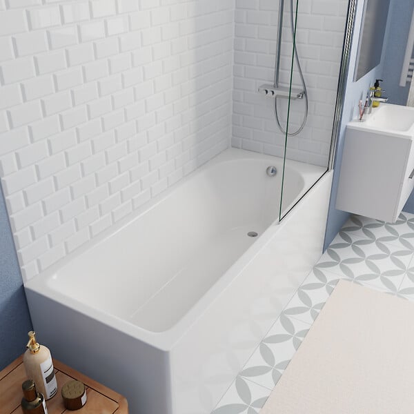 KALDEWEI - Kaldewei 170x70 cm Ensemble baignoire Eurowa universelle + Pare baignoire pivotant chrome + pieds (KW312-SETP1) - large