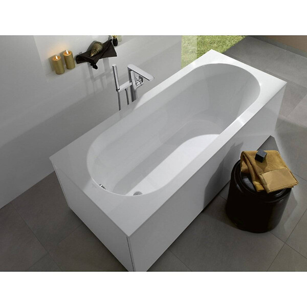 VILLEROY & BOCH - Oberon Baignoire droite Ovale 170 x 70 cm en marbre coulé, pieds fourni, blanc (UBQ177OBE2V-01) - large