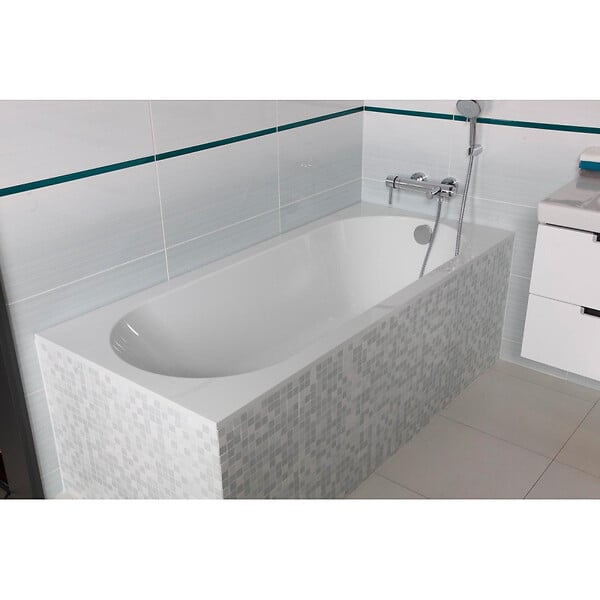 VILLEROY & BOCH - Oberon Baignoire droite Ovale 170 x 70 cm en marbre coulé, pieds fourni, blanc (UBQ177OBE2V-01) - large
