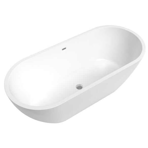 SWISS AQUA TECHNOLOGIES - Swiss Aqua Technologies Dua 170 x 75 cm Baignoire îlot en acrylique + Siphon, sans pieds, blanc (SATDUA1700) - large