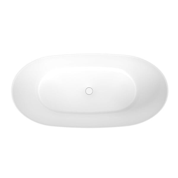 SWISS AQUA TECHNOLOGIES - Swiss Aqua Technologies Mette 158x77 cm Baignoire îlot en marbre Coulé 280L, sans pieds, blanc, (SATMET1580) - large