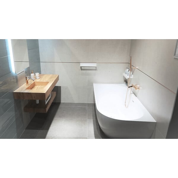 SWISS AQUA TECHNOLOGIES - Swiss Aqua Technologies Nelly 175 x 82 cm Baignoire droite Autoportante orientation gauche en marbre coulé, sans pieds, blanc (NEL1700L) - large