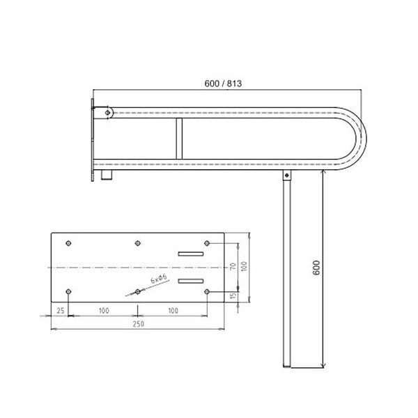 BEMETA - BEMETA HELP Barre de maintien relevable 82,9cm en forme de U, Métal, Blanc (301102084N) - large